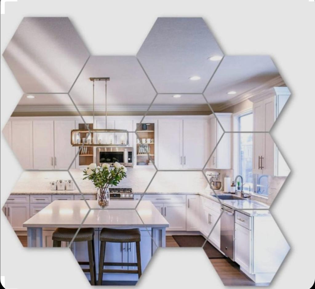 Hexagon Acrylic Mirror Wall Stickers – DIY Geometric Home Decor for Living Room & Bedroom
