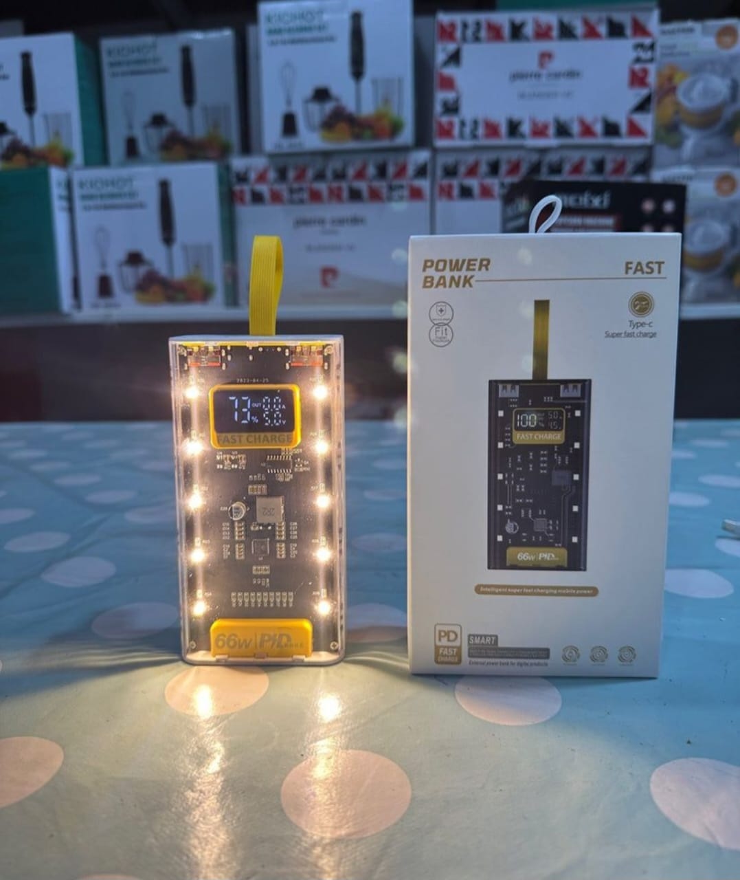 Transparent Power Bank with LED Light –2000 mAh Portable Charger