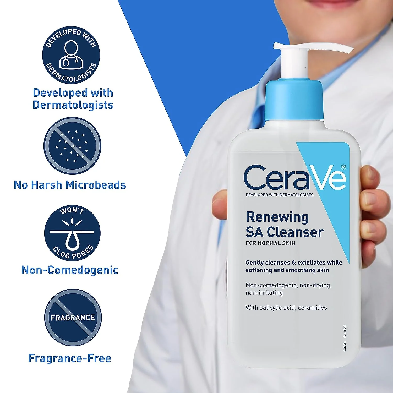 CeraVe Renewing SA Cleanser – Salicylic Acid with Hyaluronic Acid