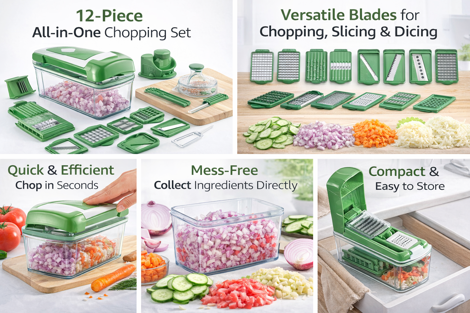 Speedy Chopper 12-Piece Nicer Dicer – All-in-One Vegetable & Fruit Cutter