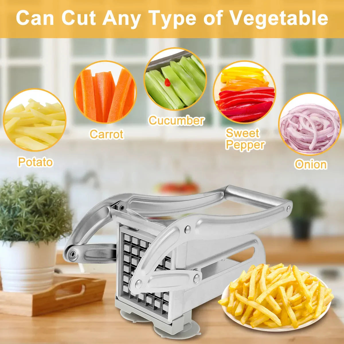 Stainless Steel French Fry Cutter – Quick & Uniform Potato Slices